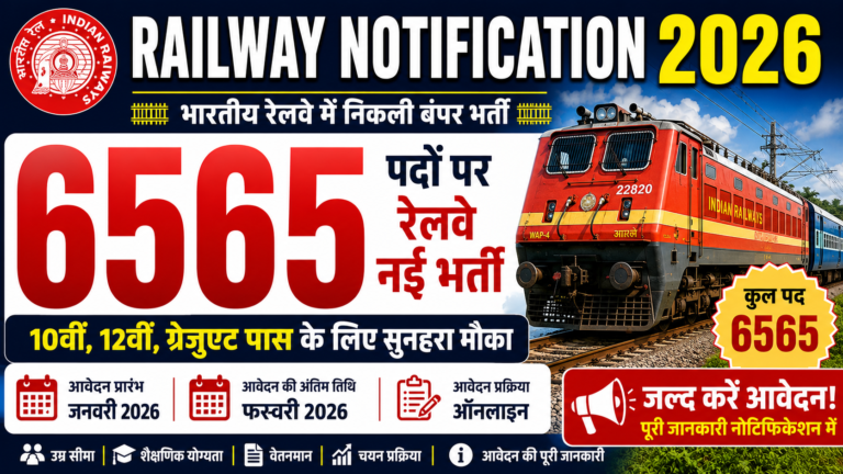 Railway RRB Technician Notification 2026: 6565 पदों पर रेलवे नई भर्ती Notification जारी