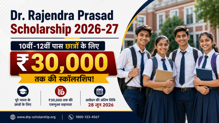Dr. Rajendra Prasad Scholarship 2026-27 : 10वीं और 12वीं पास छात्रों को ₹30 हजार तक की स्कॉलरशिप