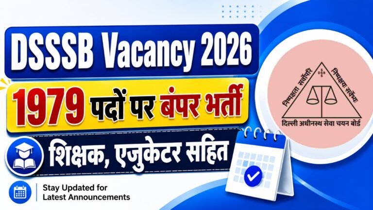 DSSSB Recruitment 2026: शिक्षक, एजुकेटर सहित 1979 पदों पर भर्ती का नोटिफिकेशन जारी