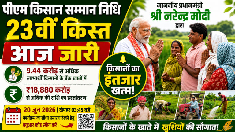 PM Kisan 23rd Installment 2026 : पीएम किसान सम्मान निधि की 23वीं किस्त जारी, यहां चेक करें क़िस्त का स्टेटस